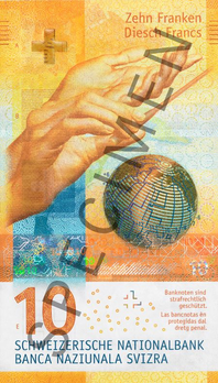 10 CHF - informativni prikaz vazece novcanice SPECIMEN